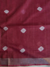 Bhagalpur Handloom Pure Linen Cotton Hand-Dyed Shibori Pattern Saree- White