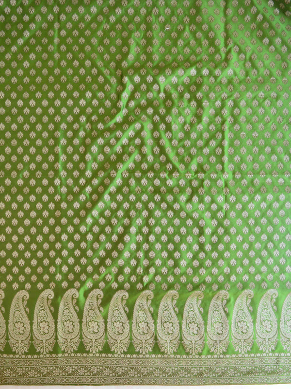 Banarasee Salwar Kameez Cotton Silk Resham Buti Woven Fabric-Olive Green
