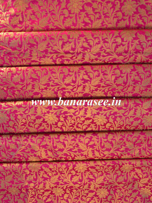 Banarasee Semi Katan Jaal Design Fabric-Pink