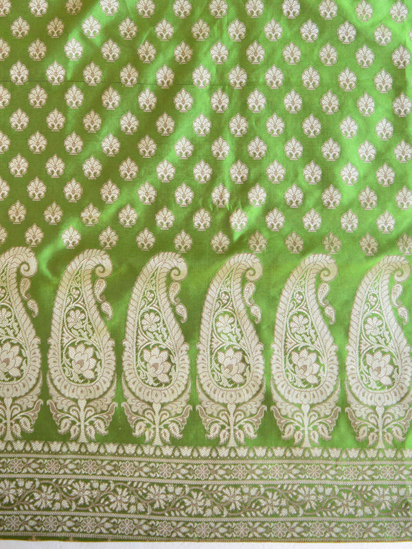 Banarasee Salwar Kameez Cotton Silk Resham Buti Woven Fabric-Olive Green