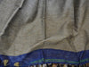 Bhagalpuri Handloom Pure Linen Saree-Deep Blue With Green