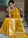 Banarasee Organza Mix Saree With Stripes Design & Broad Border-Yellow