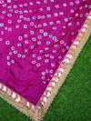 Art Silk Bandhej Gotapatti Dupatta-Hot Pink