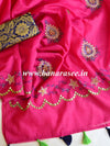 Banarasee Chanderi Cotton Hand-Embroidered Saree-Pink