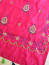 Banarasee Chanderi Cotton Hand-Embroidered Saree-Pink