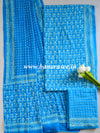 Handloom Mul Cotton Handblock Printed Suit Set-Turquoise Blue