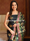 Banarasee Chanderi Cotton Salwar Kameez Fabric With Dupatta Zari Buta Design-Black