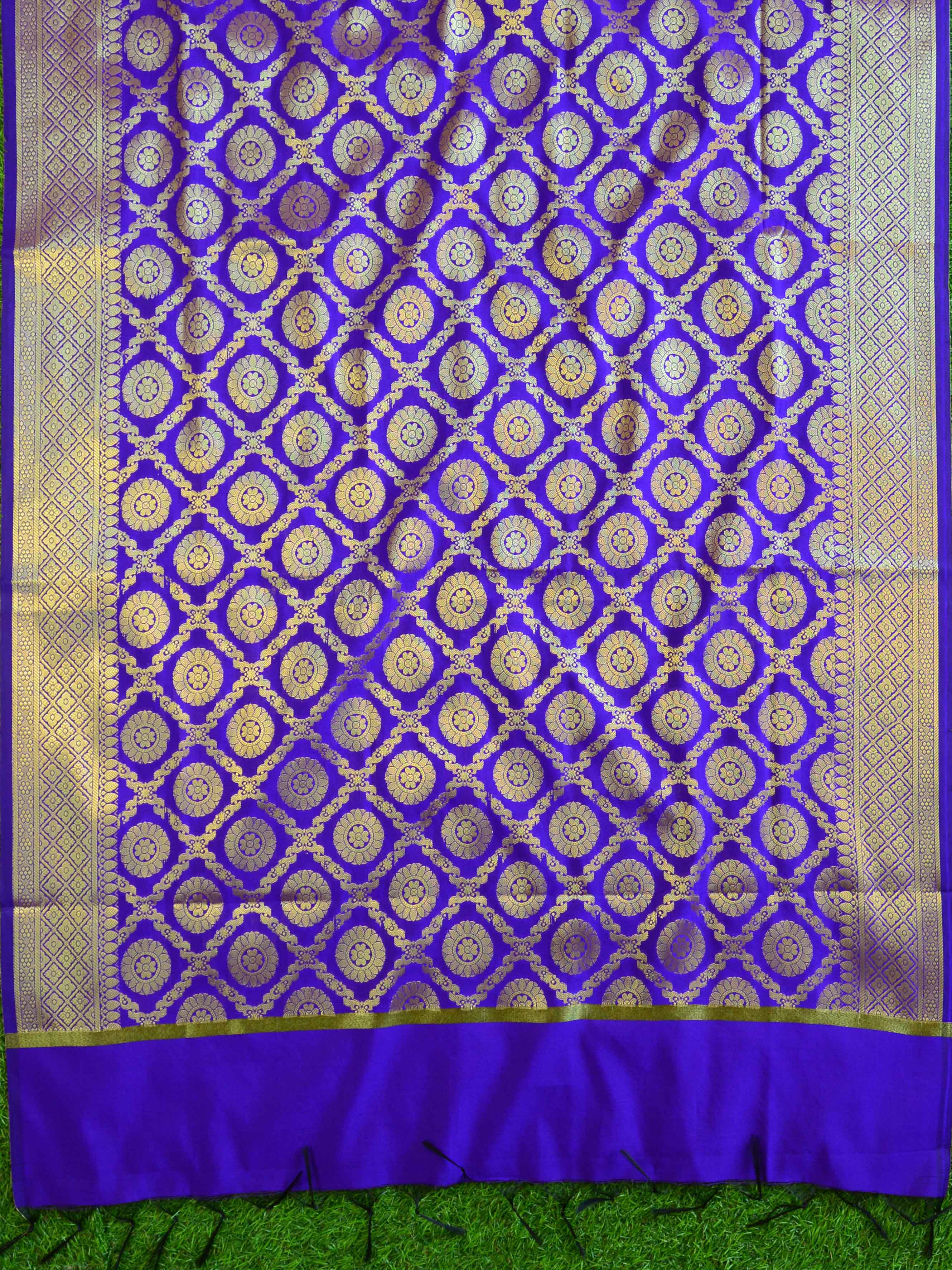 Banarasee Art Silk Salwar Kameez Fabric With Contrast Dupatta-Pink & Blue