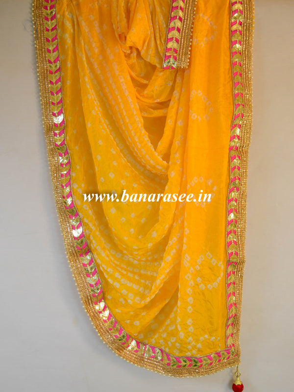 Art Silk Bandhej Gotapatti Dupatta-Yellow