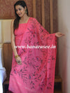 Banarasee Hand-Brush Painted Khadi Cotton Salwar Kameez Fabric Dupatta-Pink