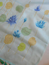 Banarasee Pure Organza Silk Saree With Hand-Paint Floral Design-Sky Blue