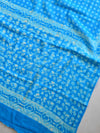 Handloom Mul Cotton Handblock Printed Suit Set-Turquoise Blue