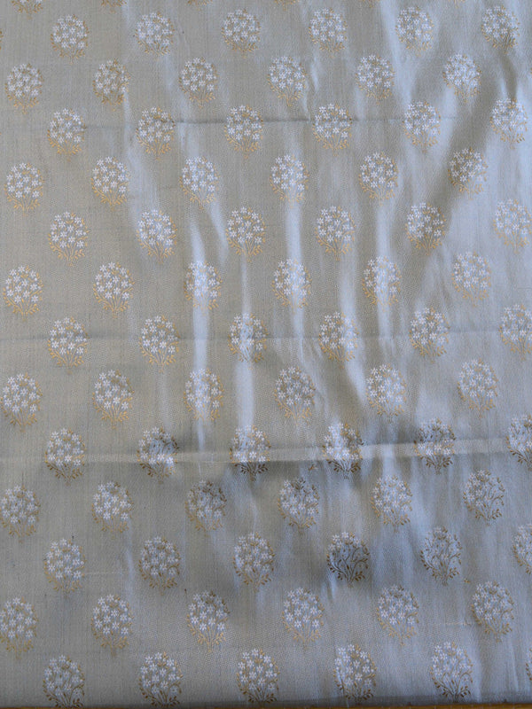 Banarasee Art Silk Salwar Kameez Fabric With Contrast Dupatta-Green & Grey