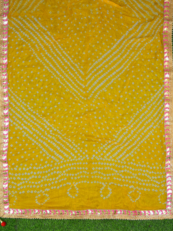 Art Silk Bandhej Gotapatti Dupatta-Yellow