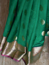 Banarasee Art Silk Saree With Buta Design & Contrast Border-Green