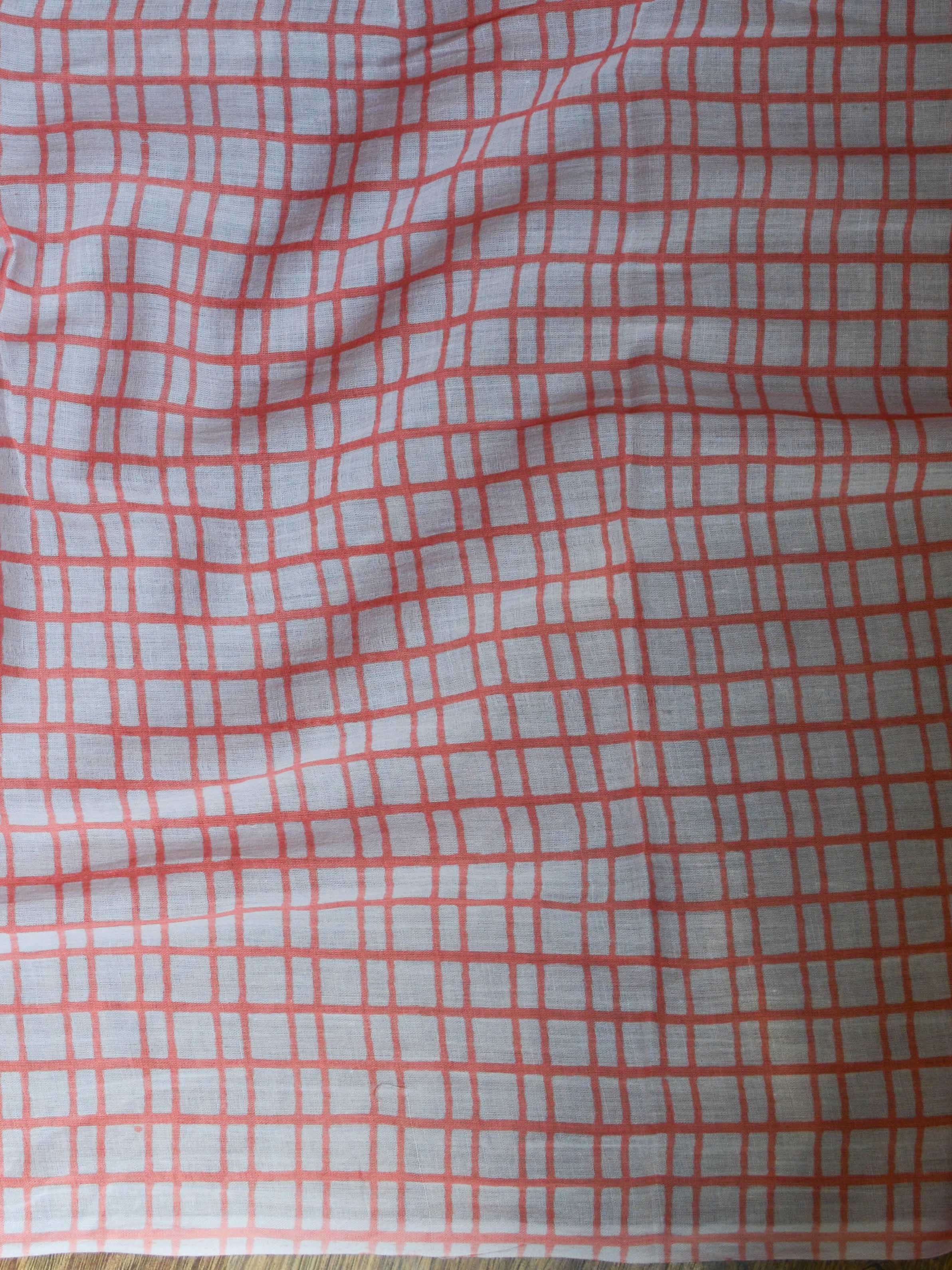 Handloom Mul Cotton Ajrakh Print Saree-Peach