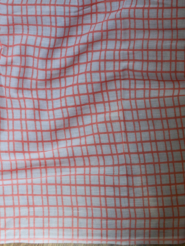 Handloom Mul Cotton Ajrakh Print Saree-Peach