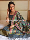 Banarasee Chanderi Cotton Salwar Kameez Fabric With Dupatta Zari Buta Design-Grey