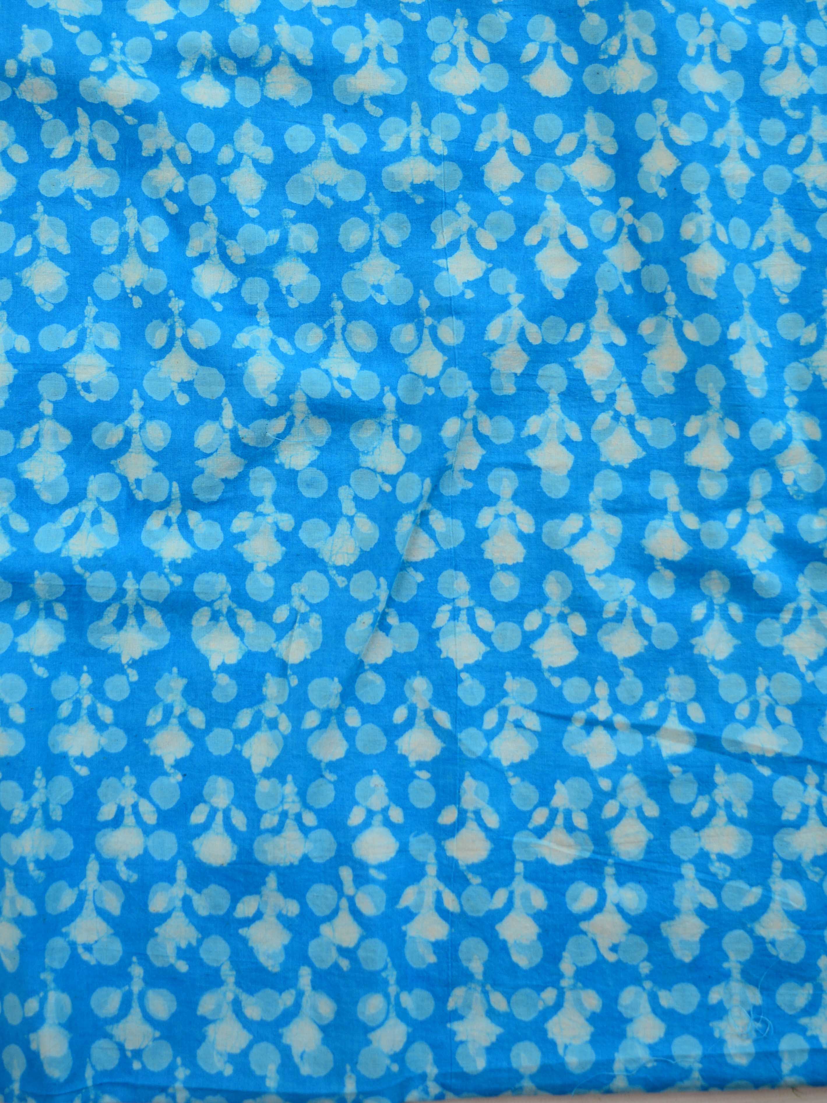 Handloom Mul Cotton Handblock Printed Suit Set-Turquoise Blue