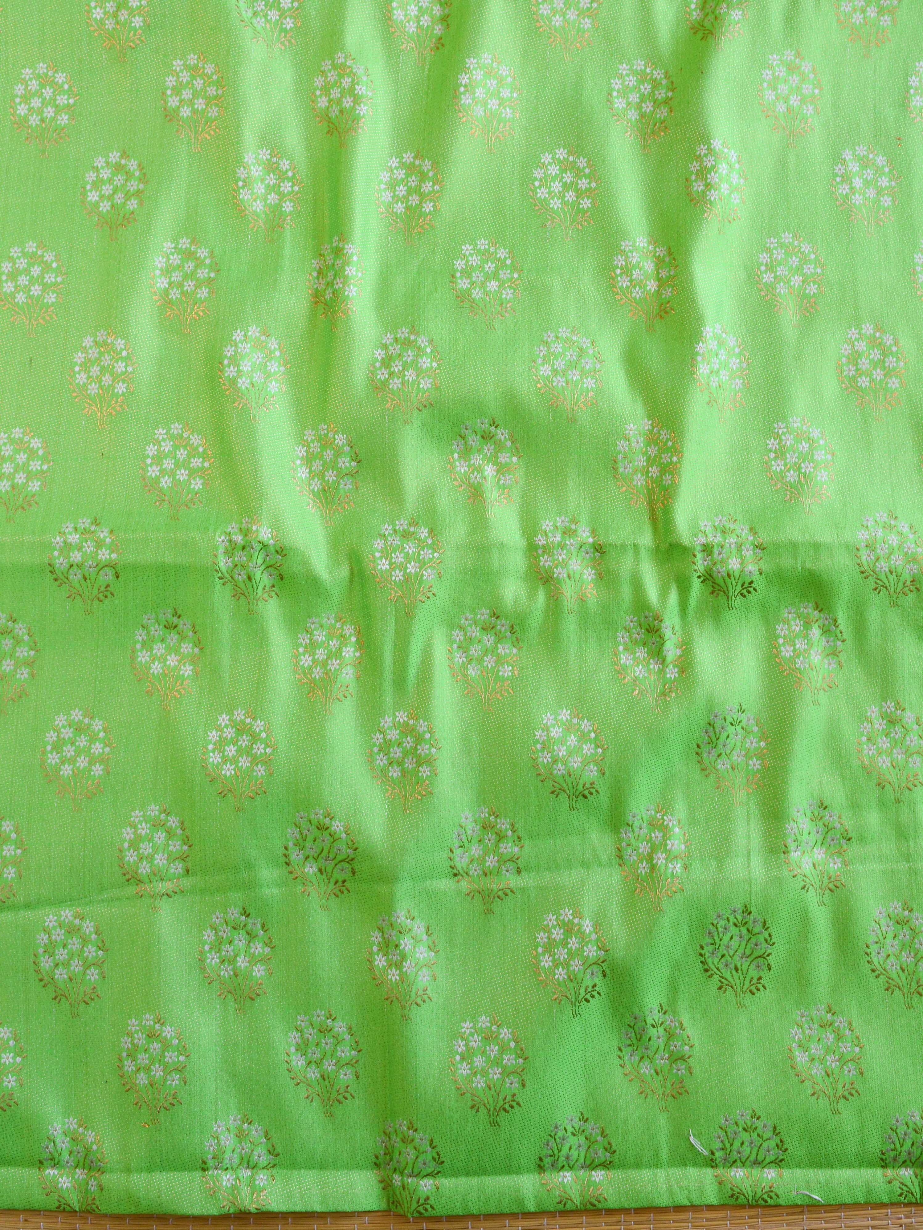 Banarasee Art Silk Salwar Kameez Fabric With Contrast Dupatta-Green & Brown