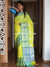 Banarasee Handwoven Semi Silk Saree Broad Zari Border-Yellow