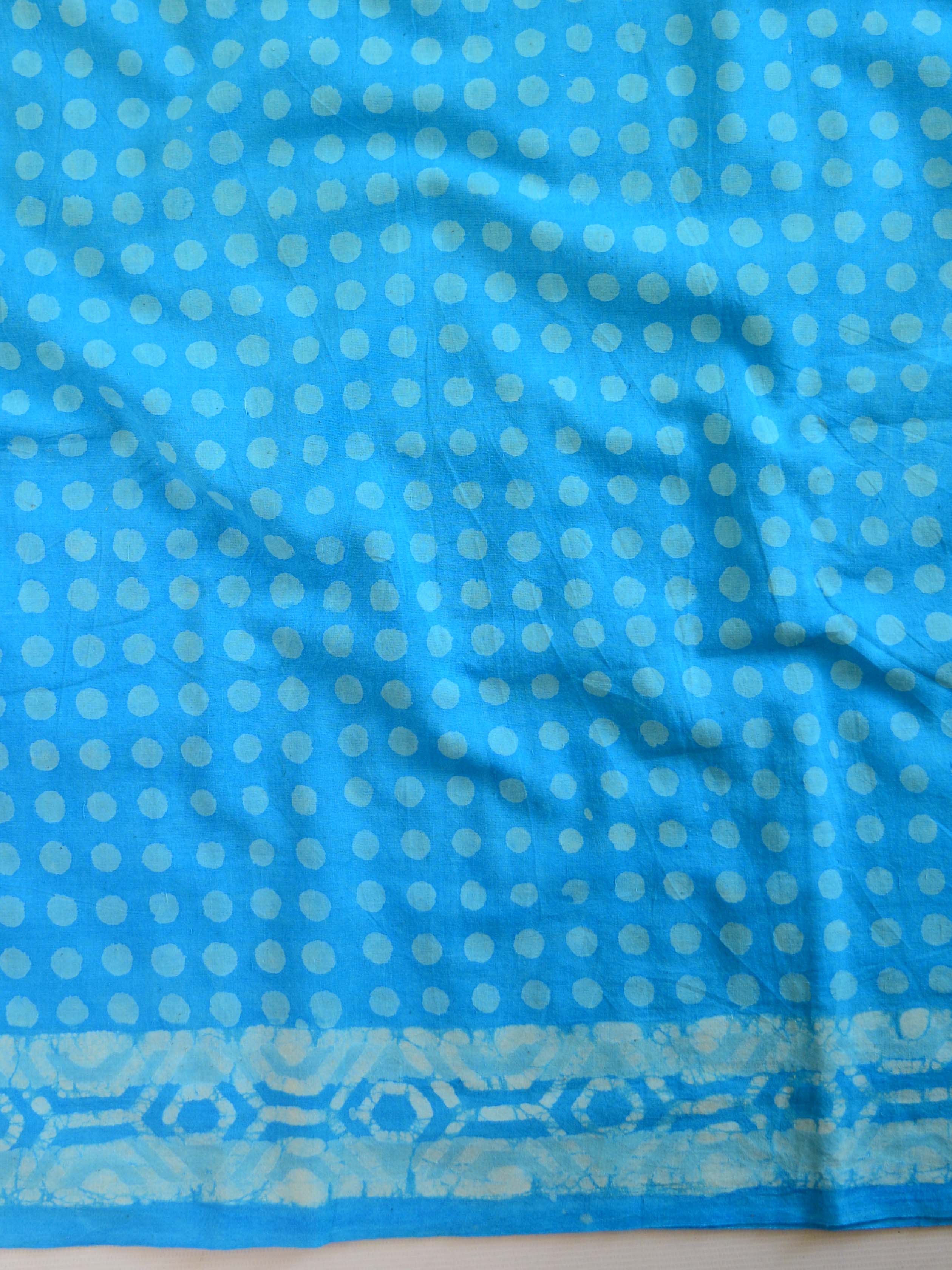 Handloom Mul Cotton Handblock Printed Suit Set-Turquoise Blue