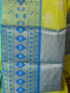 Banarasee Handwoven Semi Silk Saree Broad Zari Border-Yellow