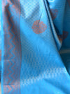 Banarasee Handwoven Semi Silk Saree With Copper Zari Buta Design & Border Design-Sky Blue