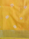 Bhagalpur Handloom Pure Linen Cotton Hand-Dyed Shibori Pattern Saree-Red & Yellow