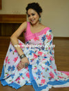 Handloom Mul Cotton Ajrakh Print Saree-White