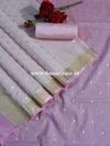 Banarasee Handloom Chanderi Cotton Zari Work Salwar Kameez Dupatta Set-Pink