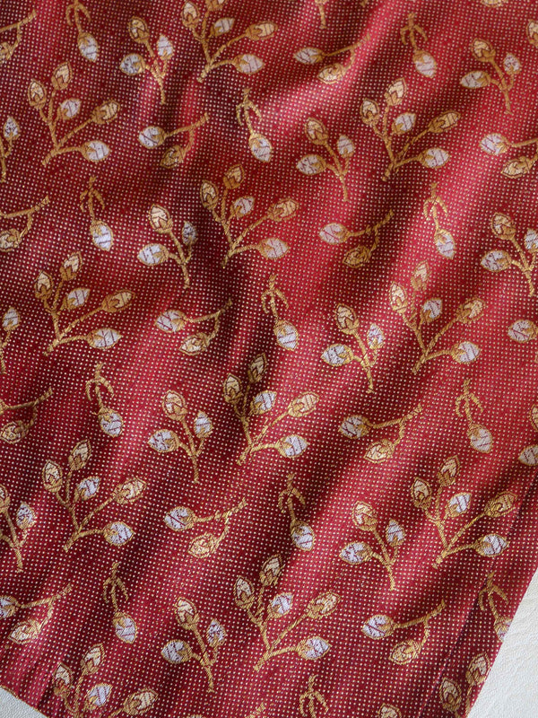 Banarasee Brocade Salwar Kameez Fabric With Art Silk  Mirror-Work Dupatta-Maroon & Gold