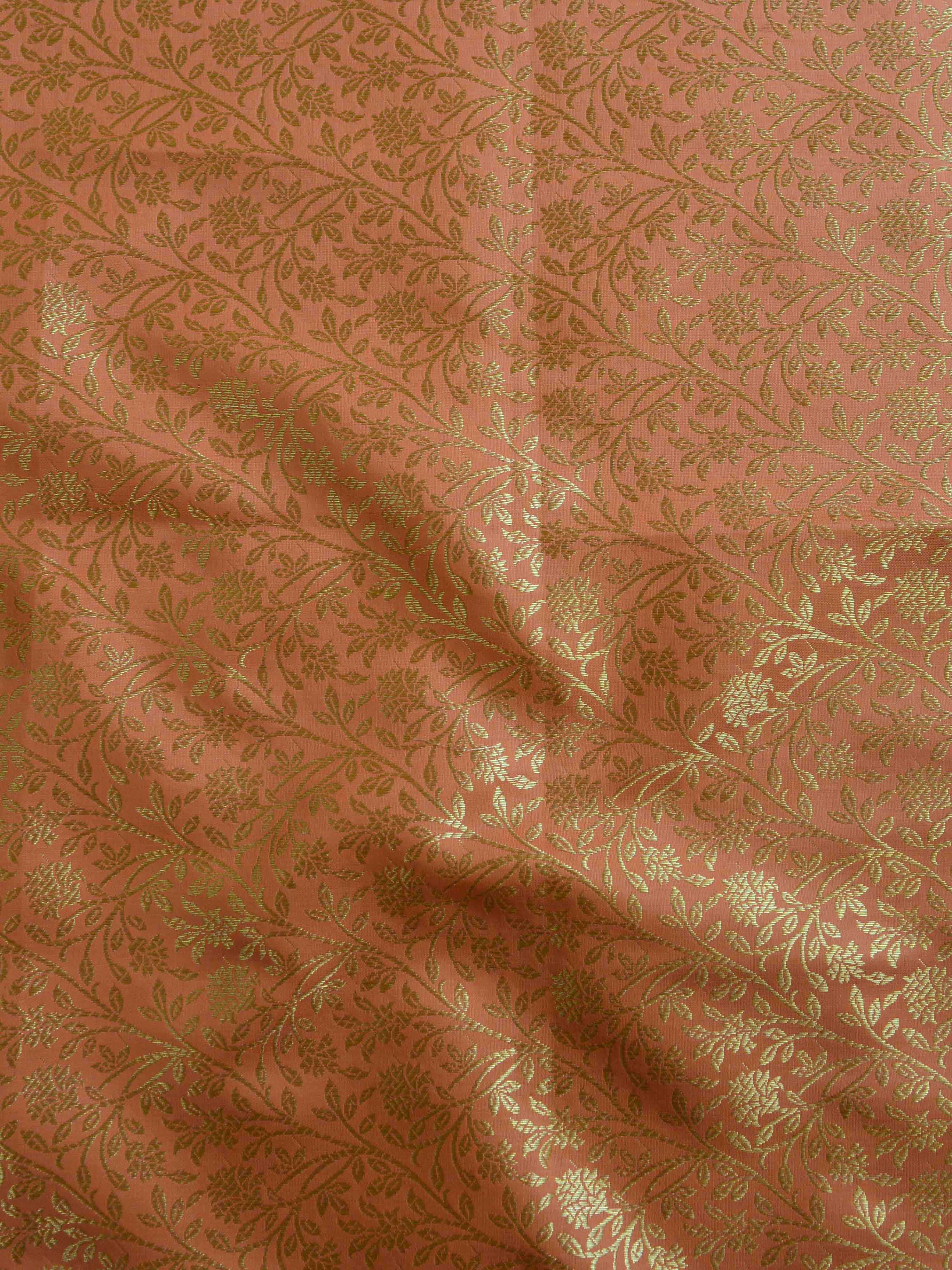 Banarasee Handwoven Polka Dot Semi Silk Saree-Peach