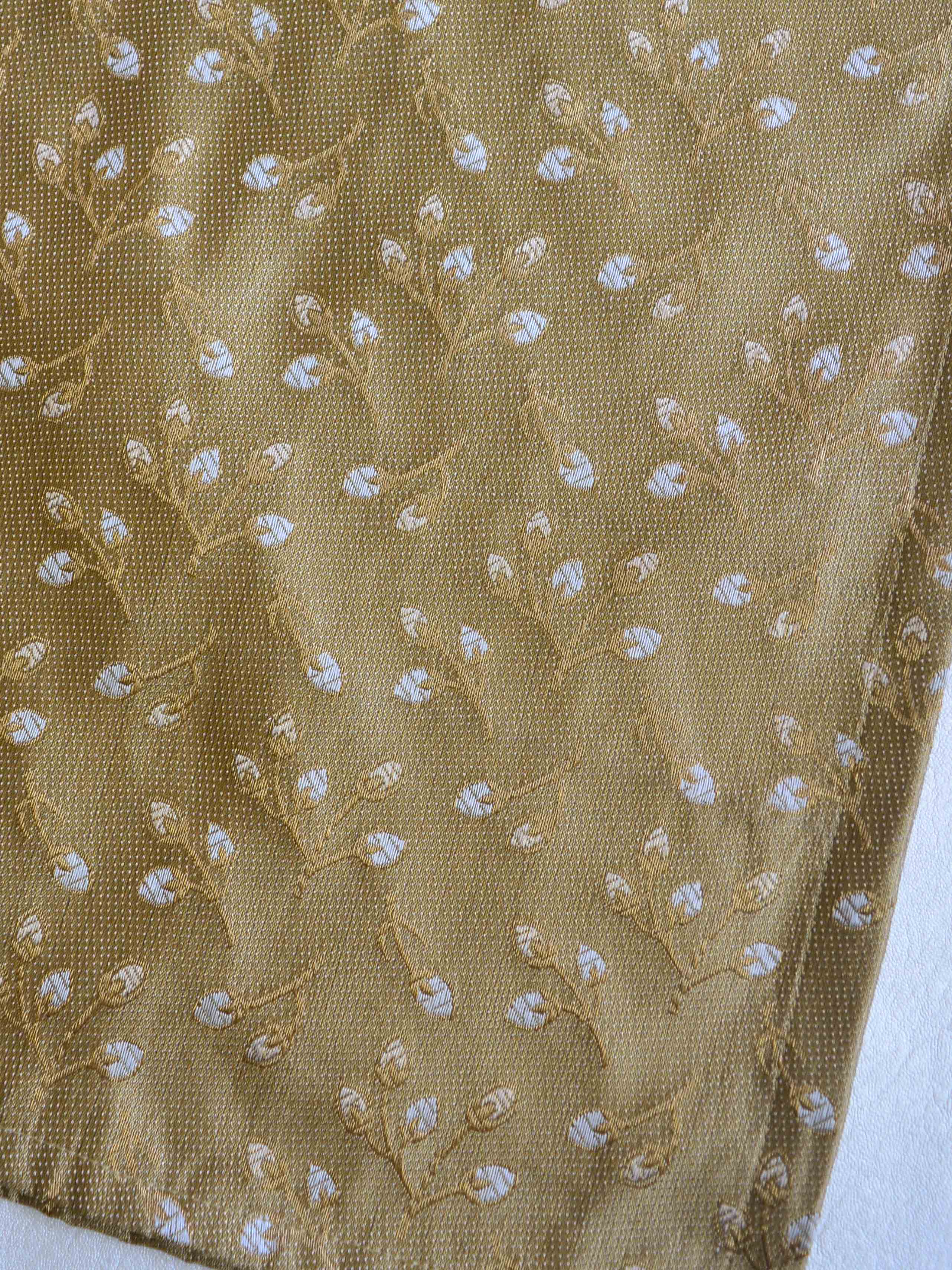 Banarasee Brocade Salwar Kameez Fabric With Art Silk  Mirror-Work Dupatta-Gold & Teal