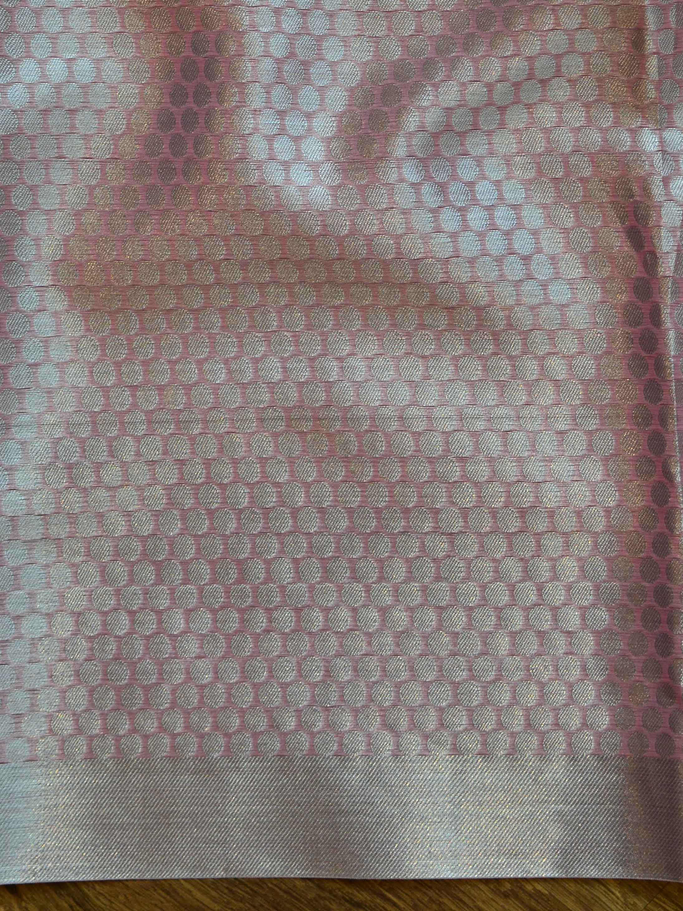 Banarasee Organza Mix Saree With Silver Leaf Buta & Border-Pink