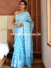 Banarasee Cotton Silk Jamdani Saree With Resham & Zari Design-Blue