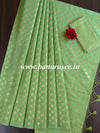 Banarasee Handwoven Polka Dot Semi Silk Saree-Light Green