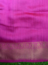 Banarasee Handwoven Pure Muga Silk Sari With Floral Border & Pallu-Pink
