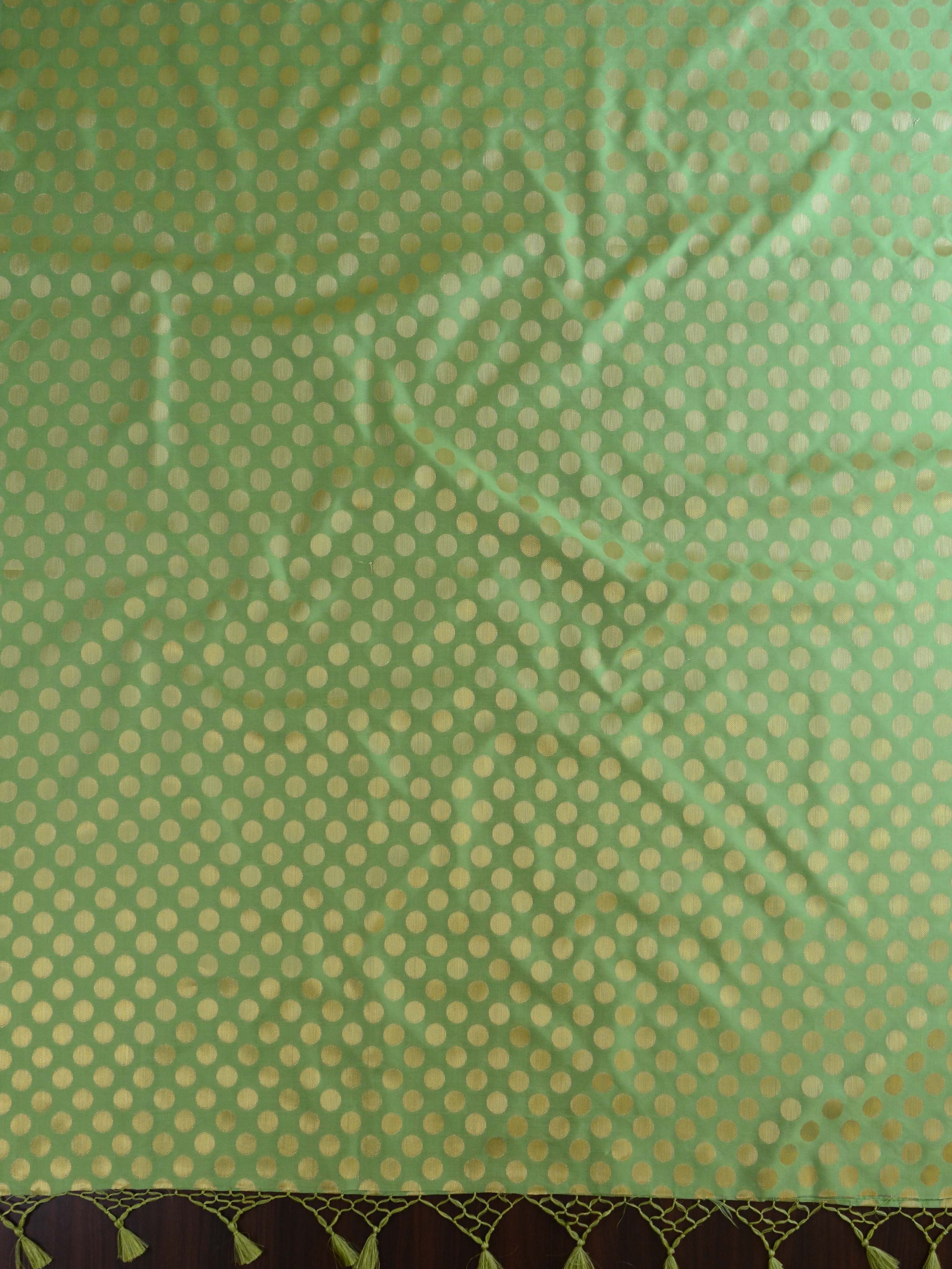 Banarasee Handwoven Polka Dot Semi Silk Saree-Light Green