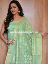 Banarasee Chanderi Cotton Plain Salwar Kameez  Fabric With Jaal Dupatta-Light Green