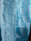 Banarasee Cotton Silk Jamdani Saree With Resham & Zari Design-Blue