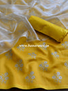 Banarasee Chanderi Salwar Kameez Silver Buta Fabric With Silver Dupatta-Yellow