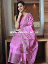 Banarasee Chanderi Cotton Salwar Kameez Fabric With Ghiccha Work-Pink