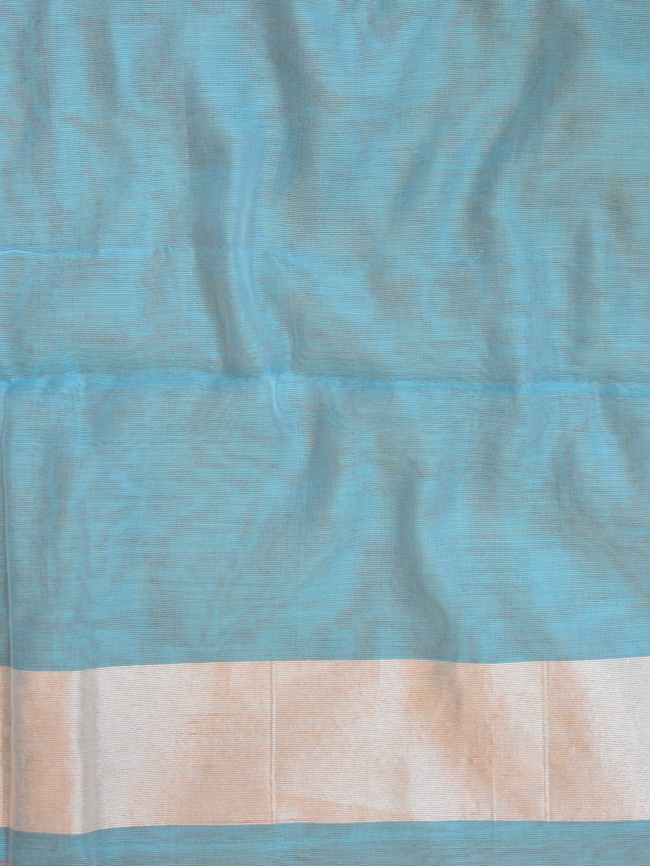 Banarasee Cotton Silk Jamdani Saree With Resham & Zari Design-Blue
