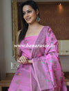 Banarasee Chanderi Cotton Salwar Kameez Fabric With Ghiccha Work-Pink