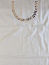 Banarasee Hand-Embroidery Chanderi Cotton Salwar Kameez Fabric With Art Silk Dupatta-White & Red