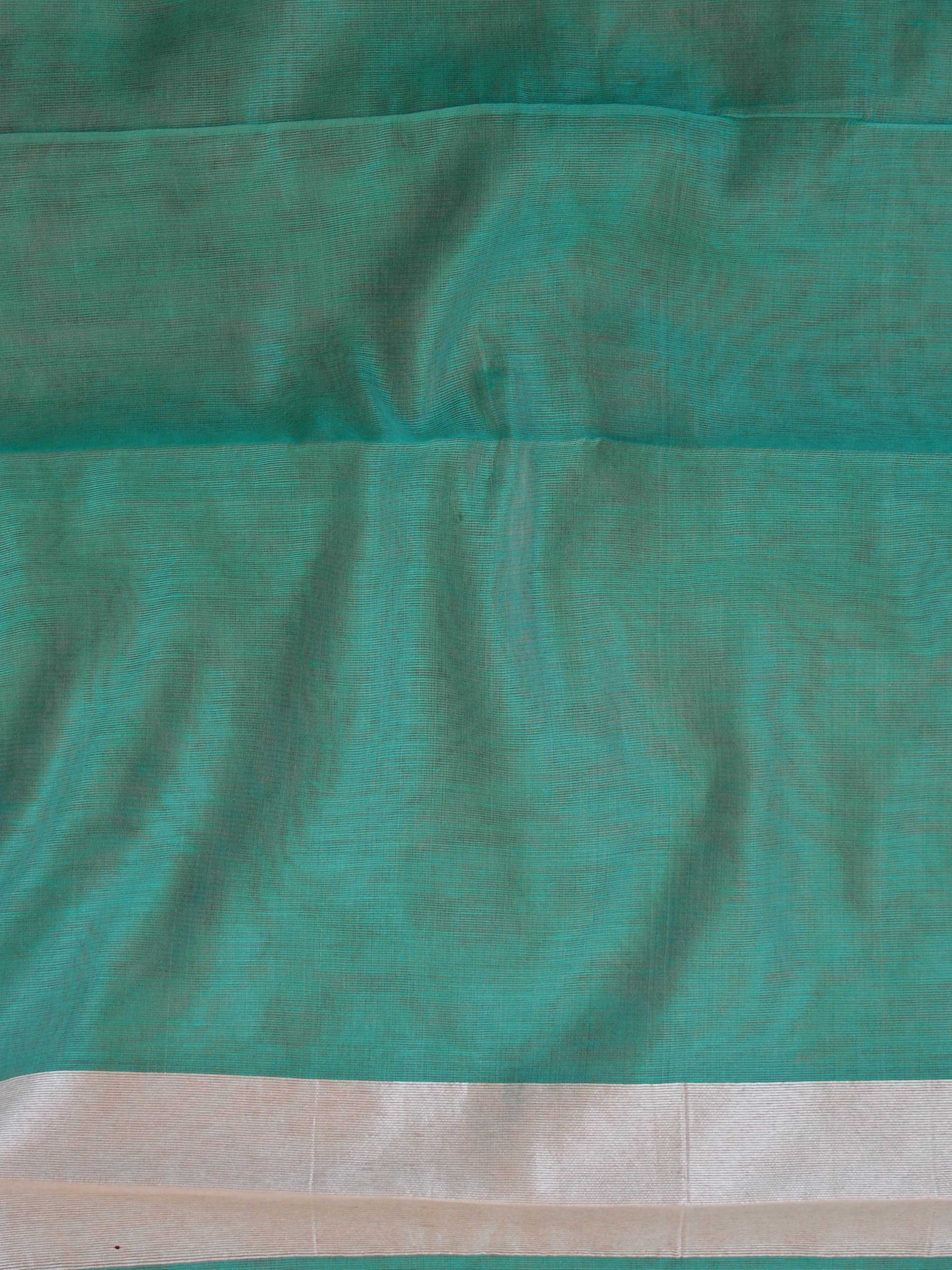Banarasee Cotton Silk Jamdani Saree With Resham & Zari Design-Green