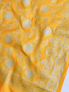 Banarasee Semi Katan Salwar Kameez Dupatta Set With Sona Rupa Zari Work-Peach & Yellow