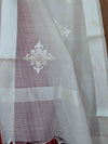 Banarasee Brocade Salwar Kameez Fabric With Organza Dupatta-Maroon & White