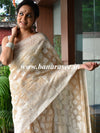 Banarasee Cotton Silk Jamdani Saree With Resham & Zari Design-Beige